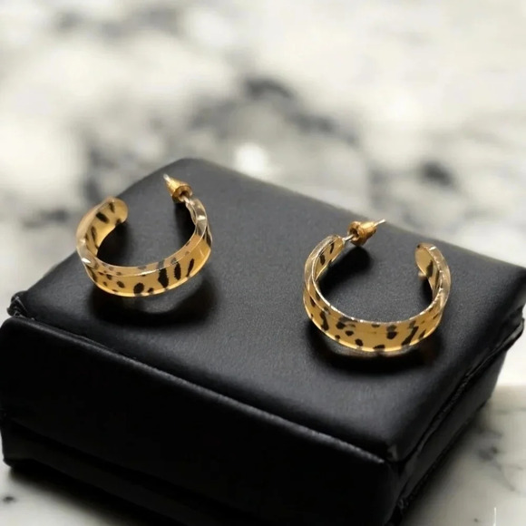 Gold Plated Acrylic Hoop Earrings - Picture 2 of 2